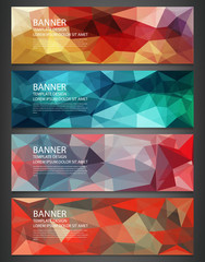 Wall Mural - Polygonal banners with abstract multicolored mosaic background. Vector
