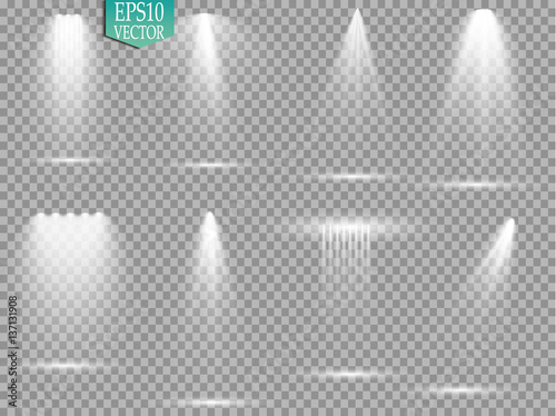 Fotomural Vector light sources, concert lighting, stage spotlights set