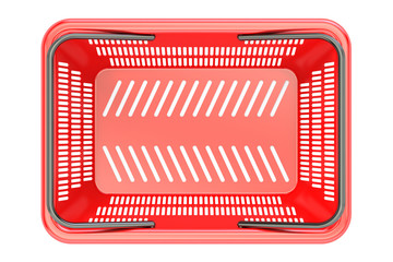 Poster - red shopping basket top view, 3d rendering