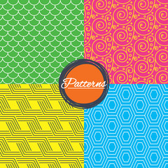 Wall Mural - floral ornament, roof tiles and hex textures.