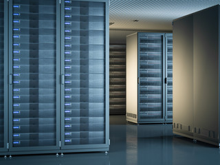 Wall Mural - Modern interior of server room. 3d rendering