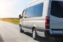 Minibus Goes On The Country Highway