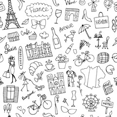 France sketch, seamless pattern for your design