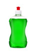 Dishwashing liquid detergent in plastic bottle. Green color dishwashing liquid