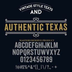 Wall Mural - Typeface. Label. Authentic Texas typeface, labels and different type designs