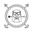 emblem bear hipster hunter city icon, vector illustration image