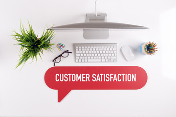 Sticker - CUSTOMER SATISFACTION Search Find Web Online Technology Internet Website Concept