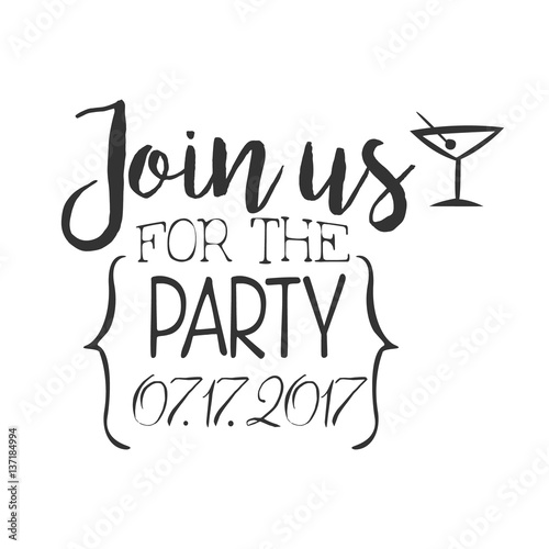 Fotografie, Obraz Cocktail Party Black And White Invitation Card Design Template With Calligraphic