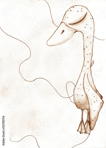 Sadness And Poverty Concept Depressive Plucked Sleeping Duck Pencil Drawing Buy This Stock Illustration And Explore Similar Illustrations At Adobe Stock Adobe Stock