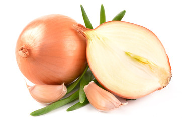 Wall Mural - Onions on a white background