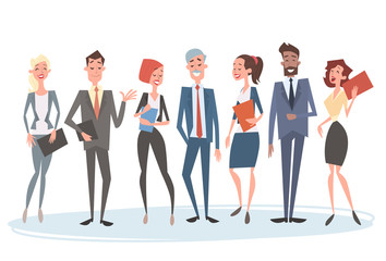 Poster - Business People Group Team Human Resources Colleagues Flat Vector Illustration