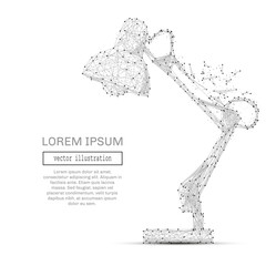 Leinwandbilder - Grey lamp on desk with polygon line on abstract background. Polygonal space low poly with connecting dots and lines. Connection structure. Vector science background