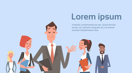 Poster - Business People Group Team Human Resources Colleagues Flat Vector Illustration