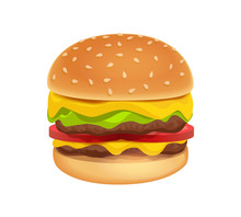 Icon Of Colorful Tasty Burger