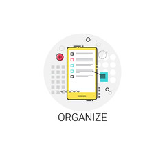 Poster - Organize Application Organizer Cell Smart Phone Icon Vector Illustration