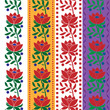 Czech Folk seamless pattern fabric jacquard ribbon trims. Vector illustrations