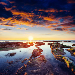 Wall Mural - Fantastic view of the nature reserve Monte Cofano. Dramatic scen