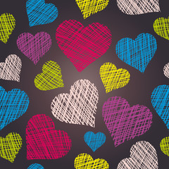 Poster - Heart seamless pattern. Hand drawn vector hearts