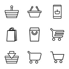 Sticker - set of 9 supermarket outline icons