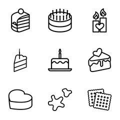 Wall Mural - Set of 9 cake outline icons