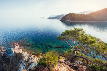 blue sea wave of mediterranean on turkish coast