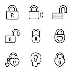 Aufkleber - Set of 9 padlock outline icons