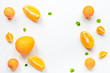 orange with mint on white background top view mock-up