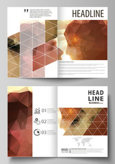 Poster - Business templates for bi fold brochure, magazine, flyer. Cover design template, abstract vector layout in A4 size. Romantic couple kissing. Beautiful background. Geometrical pattern, triangular style