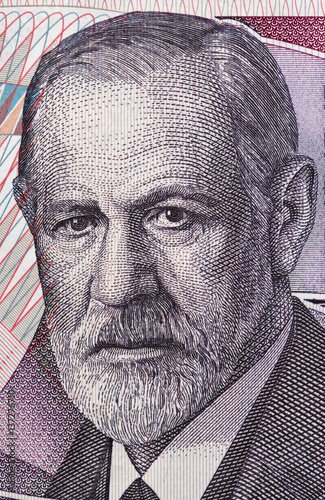 Fotografie, Tablou Sigmund Freud (1856 - 1939) portrait on Austria 50 schilling banknote closeup macro