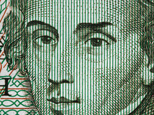 Frederic Chopin (1810 – 1849) Portrait On Poland 5000 Zloty (1988) Banknote Extreme Macro, Polish Money Close Up