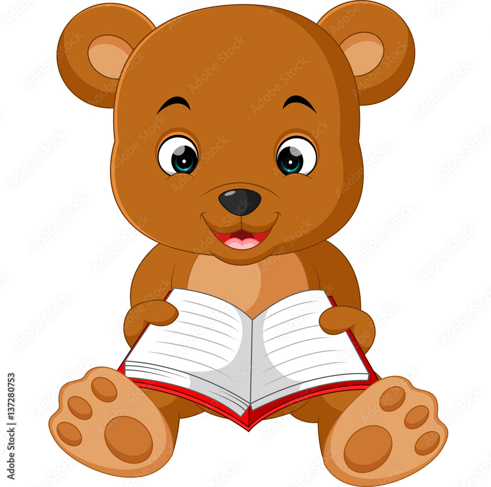 cute bear reading book cartoon Stock Vector | Adobe Stock