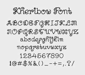 Fototapete - Kheribow vector alphabet uppercase, lowercase characters, numbers and symbols. Good use for cover title, poster title, letterhead, body text, or any design you want. Easy to use, edit or change color.