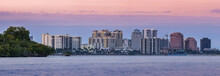 West Palm Beach Florida Skyline At Sunset