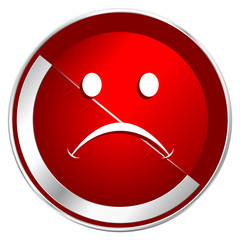 Poster - Cry red web icon. Metal shine silver chrome border round button isolated on white background. Circle modern design abstract sign for smartphone applications.