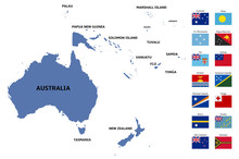 Oceania Map And Flags