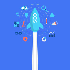 Poster - SEO boost flat illustration 