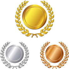 Three Medals On White Background