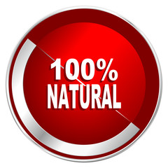 Aufkleber - Natural red web icon. Metal shine silver chrome border round button isolated on white background. Circle modern design abstract sign for smartphone applications.