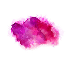 Fototapete - Geranium, hot pink and magenta watercolor stains. Bright color element for abstract artistic painting background