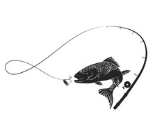 Fish And Fishing Rod Silhouette
