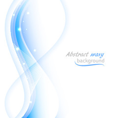 Poster - Abstract vector background with transparent blue wavy lines.