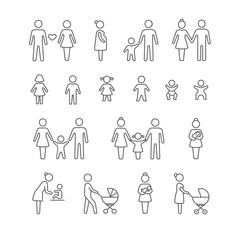 Family and friends icon set