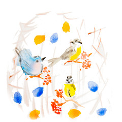 Naklejka na meble hand painted watercolor birds