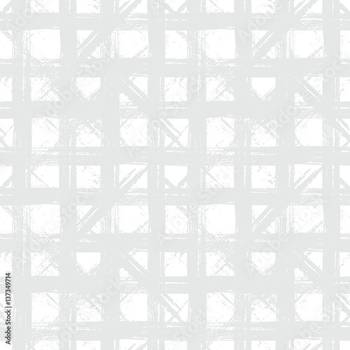 Fotografie, Obraz White plaid pattern with hand drawn stripes