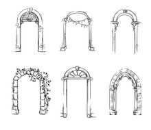 Set Of Arches. Architectural Detail. Vector Illustration