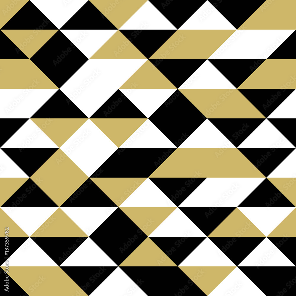 Black, white and gold triangles, seamless abstract vector pattern Stock ...