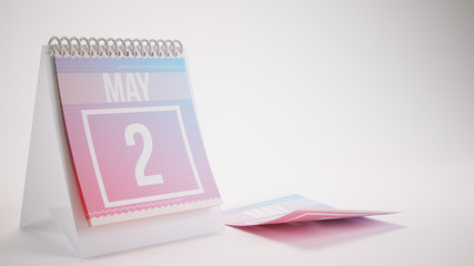 3D Rendering Trendy Colors Calendar on White Background - may 2