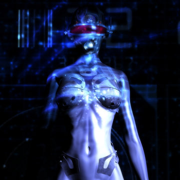 Digital 3D Illustration of a Fembot