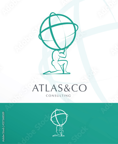 Fotomural PREMIUM CORPORATE VECTOR LOGO / ICON DESIGN , ATLAS HOLDING THE WORLD