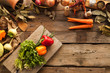 © dturphoto - Colorful pepper prepared for cooking vegetarian healthy meal with vegetables and spices. Ingredient for making food with free space to write text.